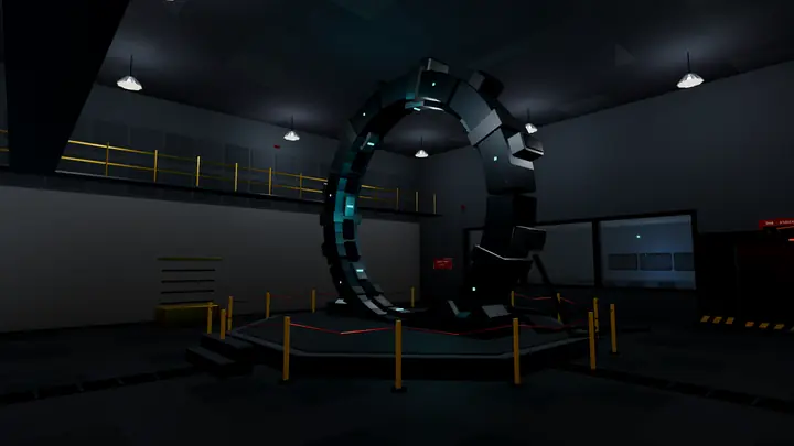 A large ring-shaped machine in a dim underground chamber